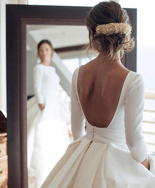 Low Back Ball Gown Wedding Dress