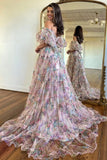 A-Line Off The Shoulder Sweetheart Floral Long Prom Dress TP1346-Tirdress