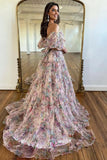 A-Line Off The Shoulder Sweetheart Floral Long Prom Dress TP1346-Tirdress