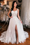 A-line Off Shoulder Elegant Wedding Dress With Lace Appliques TN405