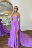 A-line Strapless Chiffon Keyhole Lilac Long Prom Dress TP1320