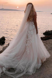 A-line Sweetheart Appliques Bohemian Long Wedding Dress TD0011-Tirdress