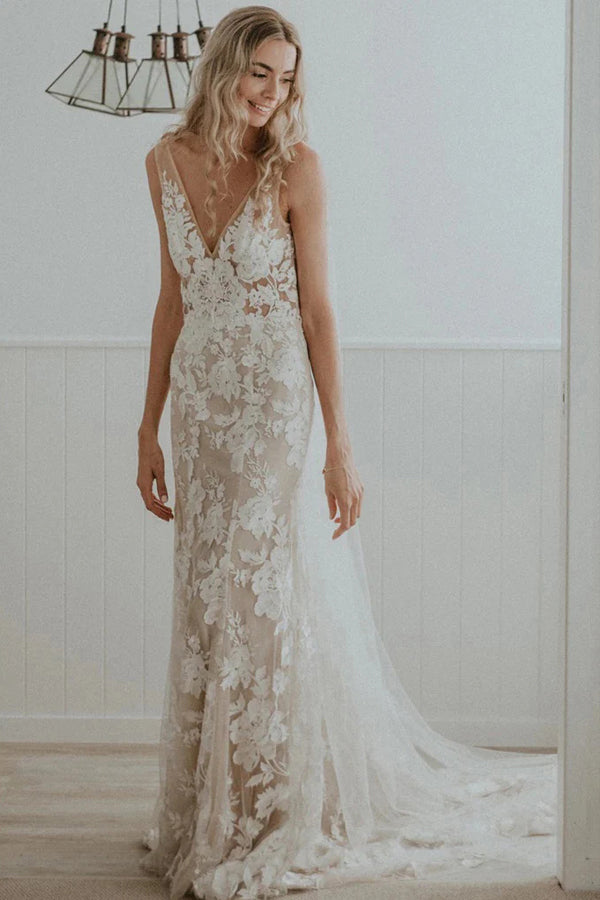 Hot Sell Mermaid Organza White Wedding Dresses Bridal Gowns – Tirdress