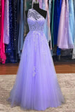 Classy A-Line One Shoulder Lavender Long Prom Dress TP1331