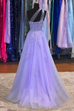 Classy A-Line One Shoulder Lavender Long Prom Dress TP1331-Tirdress