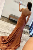 Classy Strapless Keyhole Mermaid Satin Long Prom Dress with Slit TP1384-Tirdress