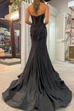 Classy Strapless Keyhole Mermaid Satin Long Prom Dress with Slit TP1384-Tirdress