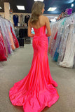 Classy Strapless Keyhole Mermaid Satin Long Prom Dress with Slit TP1384-Tirdress