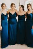 Long Cowl Neck Spaghetti Strap Champagne Bridesmaid Dress TY0034-Tirdress