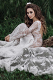 Mermaid Backless Long sleeves Lace Bohemian Wedding Dress TN404-Tirdress