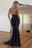 Mermaid Halter Bow Tie Back Blue Long Prom Dress Party Dress TP1411-Tirdress