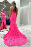 Mermaid Halter Neck Corset Pink Prom Dress with Lace Appliques TP1410-Tirdress