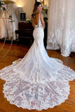 Mermaid Straps Chapel Train Boho Wedding Dress With Appliques TD0015-Tirdress