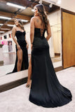 Mermaid Sweetheart Black Long Split Prom Dress with Beading TP1344-Tirdress