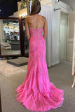 Mermaid V Neck Pink Long Prom Dress with Appliques TP1338-Tirdress