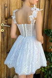 Mini White Homecoming Dress Lace Short Prom Dress TN413-Tirdress