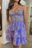 Princess V Neck Lilac Homecoming Dresses Graduation Dresses HD0207-Tirdress