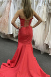 Ruffle Strapless Mermaid Hot Pink Prom Dress With Split TP1416-Tirdress