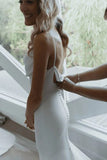 Spaghetti Straps Cowl Neck Mermaid Simple Wedding Dress TD0009-Tirdress