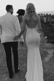 Spaghetti Straps Cowl Neck Mermaid Simple Wedding Dress TD0009-Tirdress