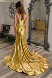 Sparkly Mermaid Sweetheart Gold Long Prom Dress With Slit TP1323-Tirdress