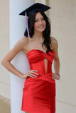 Strapless Keyhole Ruched Mini Homecoming Dress Graduation Dress TN404-Tirdress