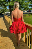 Strapless Pink A-line Short Homecoming Dress with Bow HD0209-Tirdress