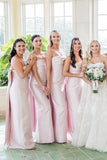 Strapless Satin Pink Long Bridesmaid Dress with Big Bow TY0038-Tirdress