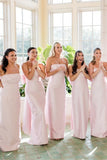 Strapless Satin Pink Long Bridesmaid Dress with Big Bow TY0038-Tirdress