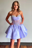 Strapless Sheer Corset Bodice Lavender Homecoming Dress TN426-Tirdress