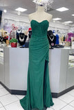 Sweetheart Applique Mermaid Green Prom Dress with Slit TP1327-Tirdress