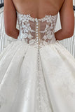 Sweetheart Satin Strapless Elegant Wedding Dress with Appliques TD0013-Tirdress