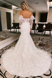 Sweetheart Trumpet White Wedding Dress Floral  Wedding Dress TN399-Tirdress