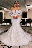 Sweetheart Trumpet White Wedding Dress Floral  Wedding Dress TN399-Tirdress