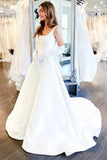 White Square Neck A-Line Bohemian Wedding Dress with Bows TN398-Tirdress