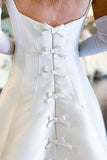 White Square Neck A-Line Bohemian Wedding Dress with Bows TN398-Tirdress