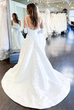 White Square Neck A-Line Bohemian Wedding Dress with Bows TN398-Tirdress