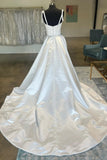 White Sweetheart Bow-Strap A-Line Long Modest Wedding Dress TN400-Tirdress