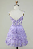 Robe de soirée princesse à col en V lilas Robe de remise de diplôme HD0207