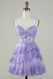 Princess V Neck Lilac Homecoming Dresses Graduation Dresses HD0207