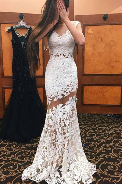 Mermaid Satin Lace Wedding Dresses Bridal Gown With Side Slit