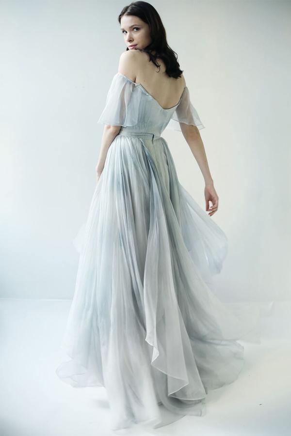 wedding dress, tulle color wedding dress, long sleeve dress TN214 – Tirdress