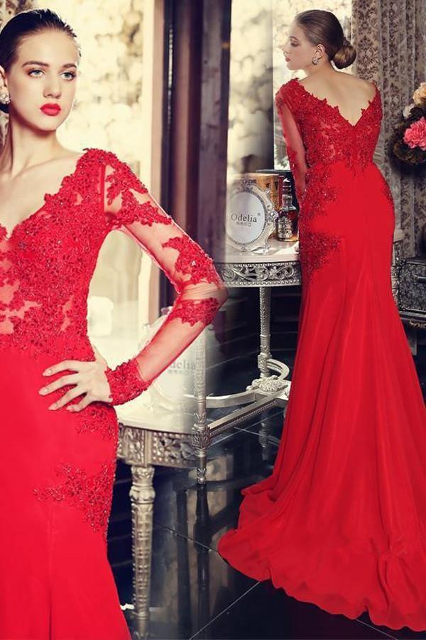 Simple Backless Dark Red Mermaid Long Evening Prom Dresses – Pgmdress